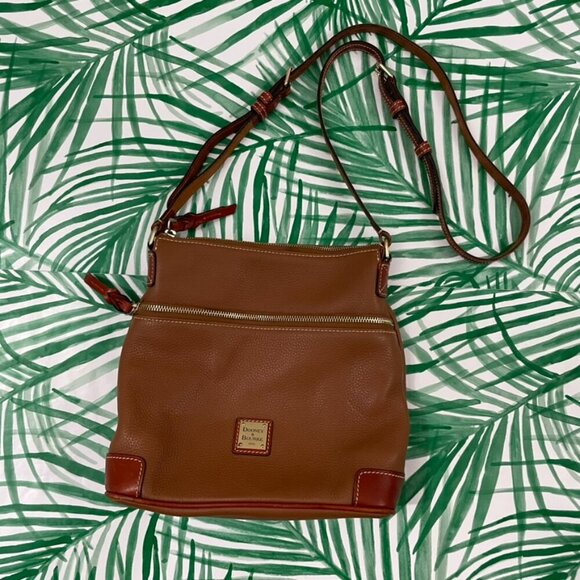 Dooney & Bourke Pebble Grain Leather Crossbody Purse in Caramel Brown - Picture 1 of 12